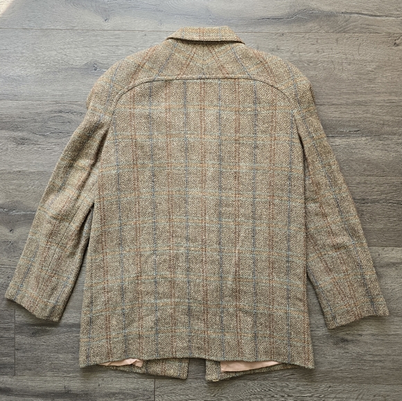 Diane Von Furstenberg 65% wool Vintage Wheat Plaid Blazer Jacket - Picture 6 of 7